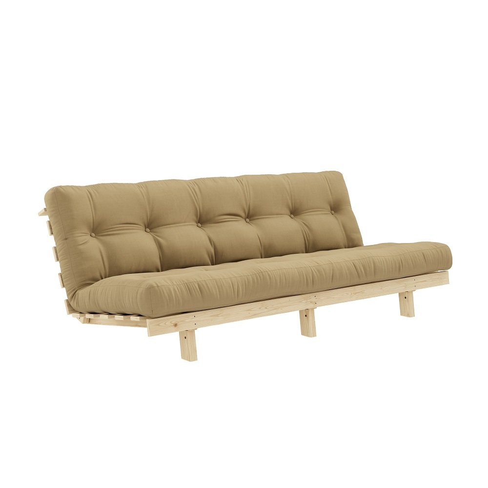 Banquette convertible futon LEAN pin coloris beige blé couchage 130*190 cm.